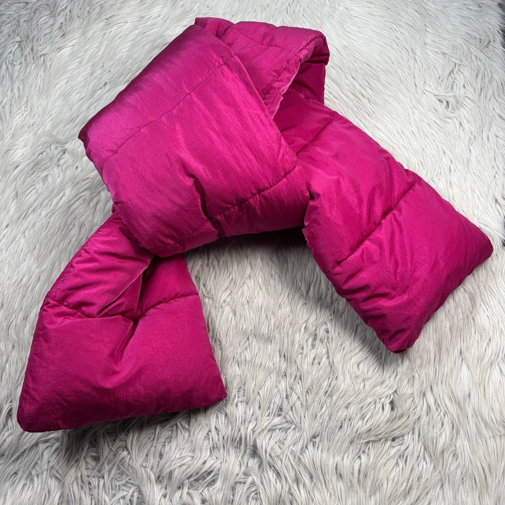 Unbranded Pink Quilted Puffer Scarf Dopamine Artsy Maximalist Cool Girl
